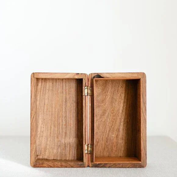 Vintage Hand Carved Wooden Jewelry Trinket Memorial Box Himalayan Jungle Wood - Picture 11 of 16